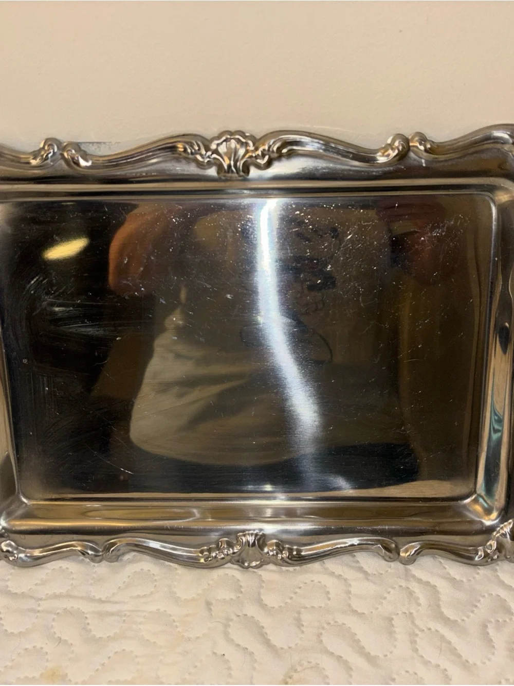 Ornate Silver Serving Tray - Silver